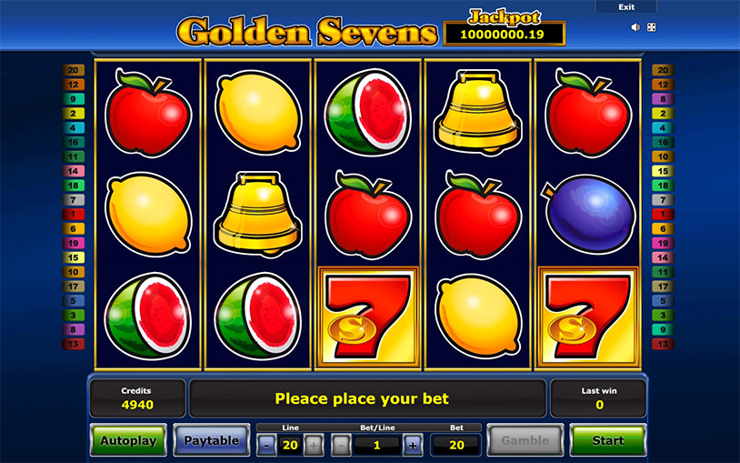 Spielansicht des Golden Sevens Online Slots.