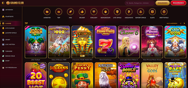 GrandClub Casino website