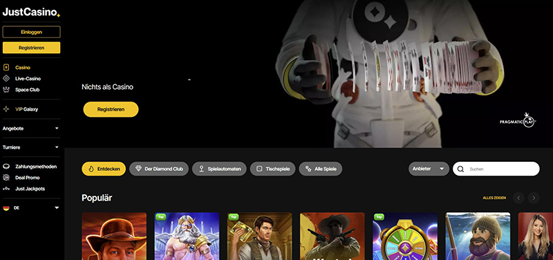 Just Casino website