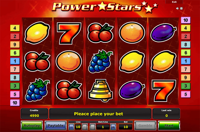 Spielansicht des Power Stars Online Slots.