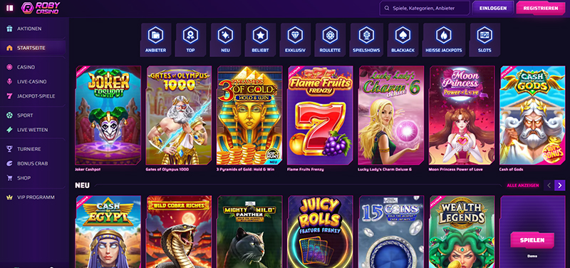Roby Casino website